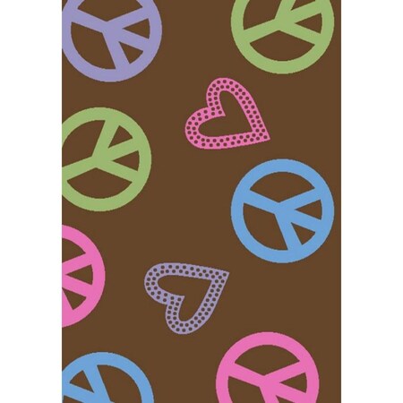 Homeric 3 ft. 4 in. x 5 ft. Alisa Peace & Polka Hearts Brown HO216896